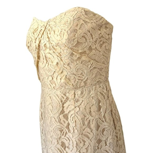 J.CREW “KELSEY” ECRU CHAMPAGNE LEAVER LACE SHEATH DRESS SIZE 4 - Picture 11 of 14